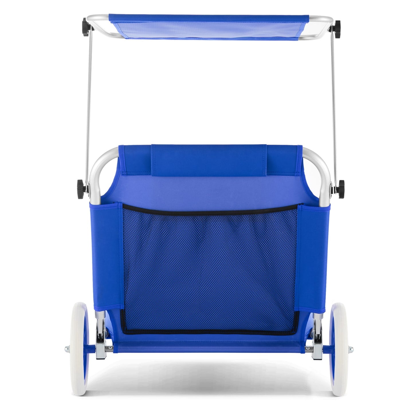 Transat Casaria Kreta - Bleu - Aluminium - Pliable, avec roulettes, pare-soleil et oreiller - 150 x 52 cm