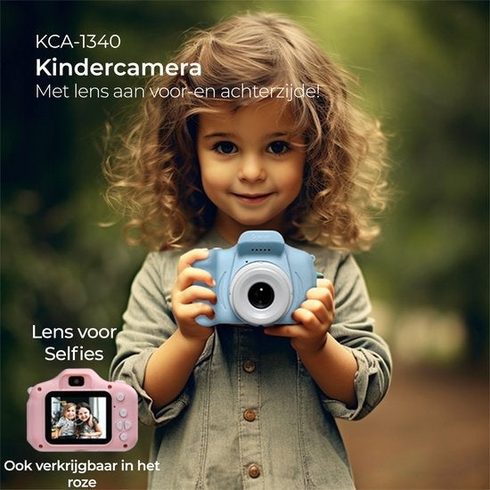 Denver Kids' Camera Full HD - Caméra selfie - 40MP - Appareil photo numérique pour enfants - Photo et vidéo - Jeux - KCA1340 - Bleu