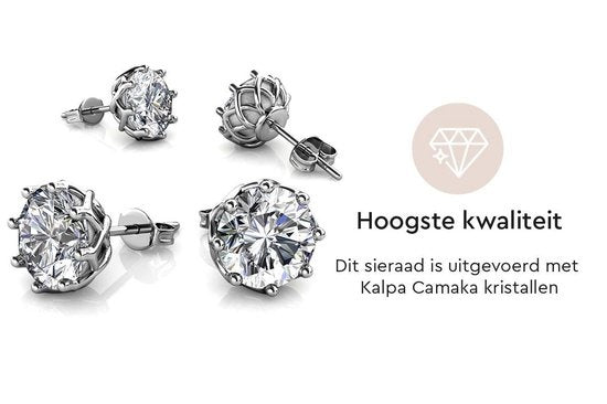 Yolora Boucles d'oreilles pour femmes - Cristaux ronds Kalpa Camaka - Argent - Plaqué or blanc 18K - Boucles d'oreilles pour femmes - Clous d'oreilles - Bijoux - Boîte cadeau de luxe - Boîte cadeau - Boîte cadeau - Bel emballage cadeau - Cadeau de fête de
