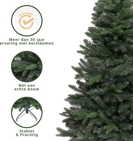 Arbre de Noël artificiel complet 180 cm (PE + PVC) - PristinePine Batis - Socle métallique - Montage rapide - 538 branches - 30 ans