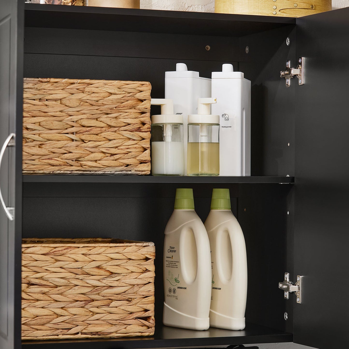 SoBuy Armoire suspendue Armoire de salle de bain noire - 90x60x30 cm - FRG231-L-SCH - Armoire murale avec deux portes et étagères réglables