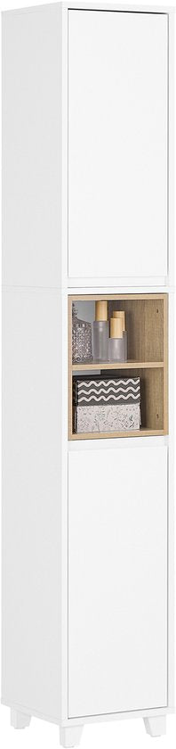 SoBuy BZR147-W Meuble de salle de bains - Meuble haut blanc avec 2 portes et compartiments