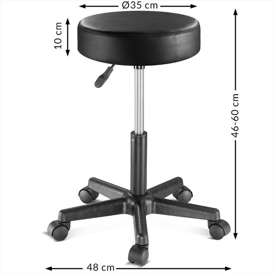 Casaria Tabouret pivotant réglable - Hauteur d'assise 46/60cm - 1 pièce Noir