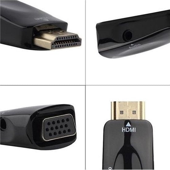 Garpex® Adaptateur HDMI vers VGA avec audio - Câble HDMI vers VGA avec audio - Full HD 1080p - Noir