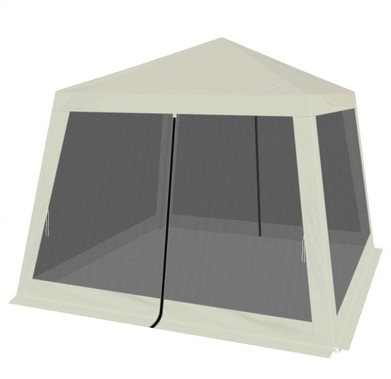 Tente de fête - Pavillon de jardin - Pavillon - Tente de jardin avec moustiquaire - Moustiquaire - 3 x 3 m - Jardin - Terrasse - Tente de fête - Avec parois latérales - Blanc