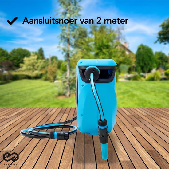 Infinity Goods Wandslangbox - 30 Meter - Slanghouder - Tuinslang Met Haspel - 180° Draaibaar - Automatisch - Slanghaspel