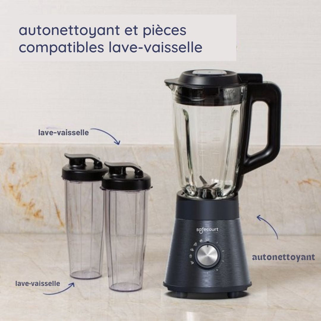 Blender Safecourt Kitchen - 5 programmes automatiques - Smoothie - 1300 watts - Noir