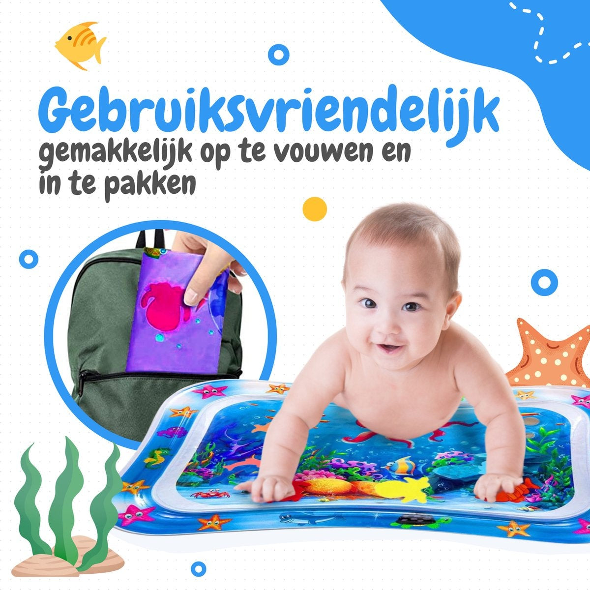 AyeKids Tapis d'eau - Matelas d'eau - Matelas de jeu - Gonflable - Matelas d'eau Baby - Bleu