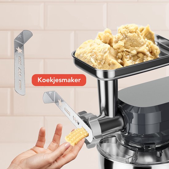 KitchenBrothers Kitchen Robot - Robot de cuisine 6-en-1 - 1500W - Avec hachoir, blender et 15 accessoires - Bol en acier inoxydable de 6,2L - Anthracite