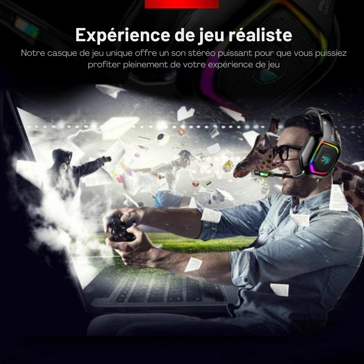 Casque Gaming - URGOODS - Casque PC - Compatible  PS4, PS5, Xbox One, Xbox Series, PC - Son Surround 7.1