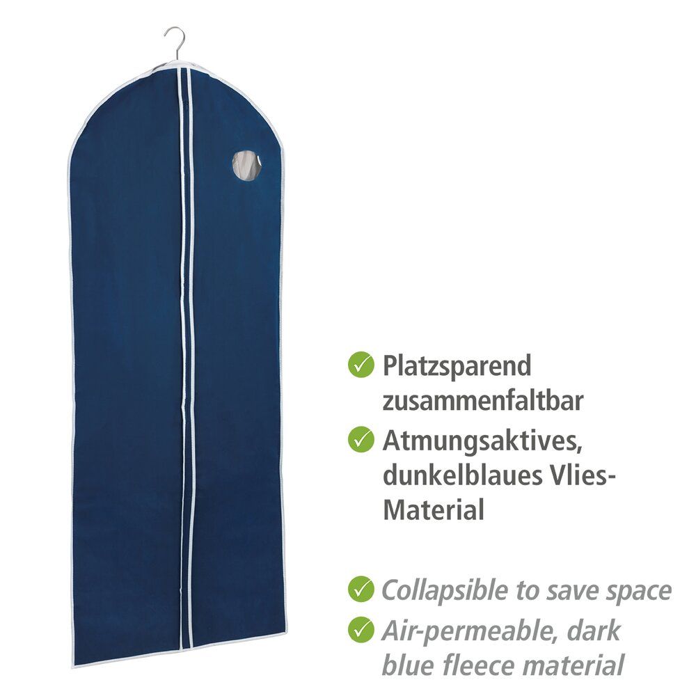 Housse à vêtements WENKO Air bleu foncé - Non-tissé respirant recyclé - Avec fermeture éclair et fenêtre de visualisation