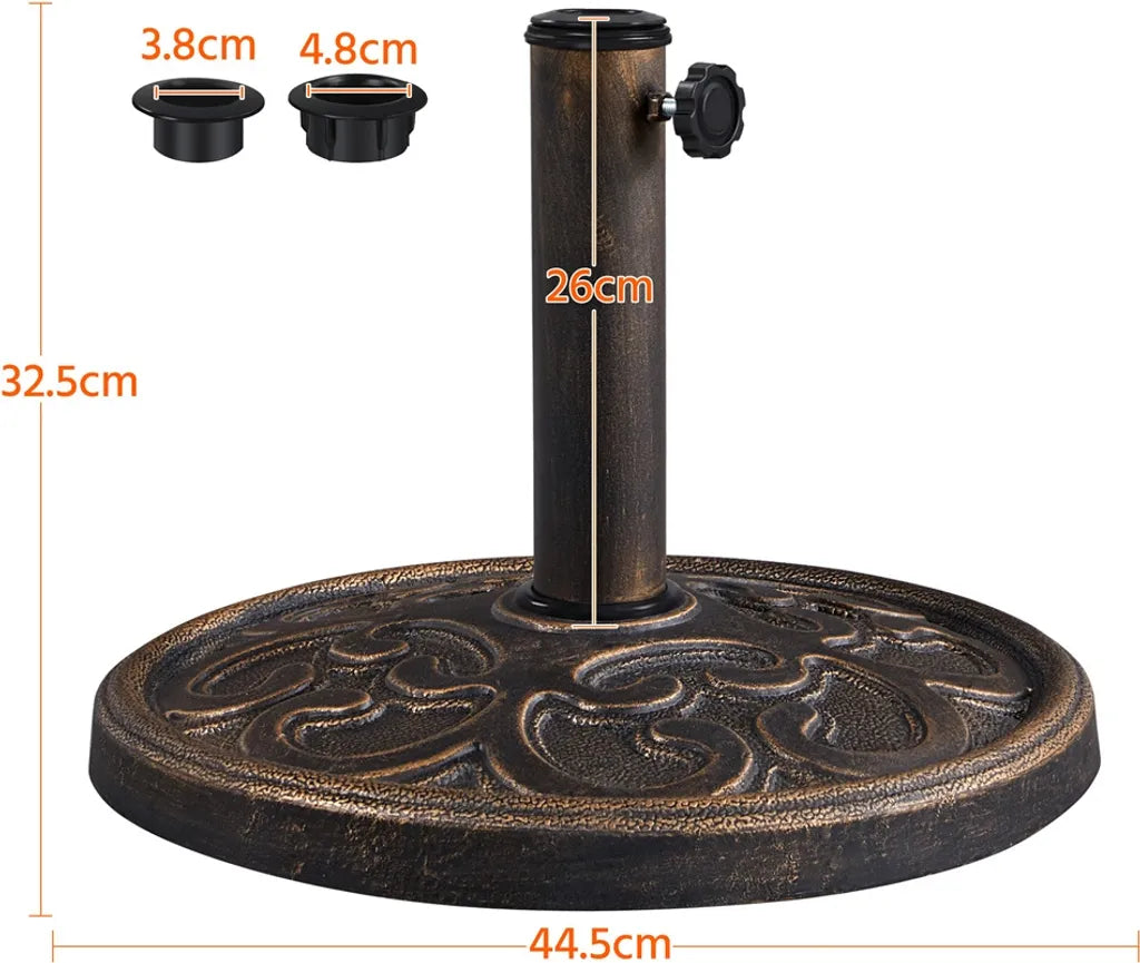 Pied de parasol Yaheetech 10 kg, rond, bronze