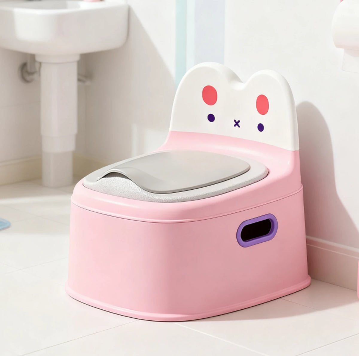 Rehausseur de toilettes pour bébé « Lapin » - PVC - Rose