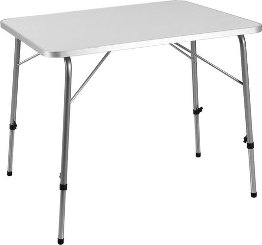 Table de camping - Casaria - pliable et réglable - 80 x 54 cm - Blanc