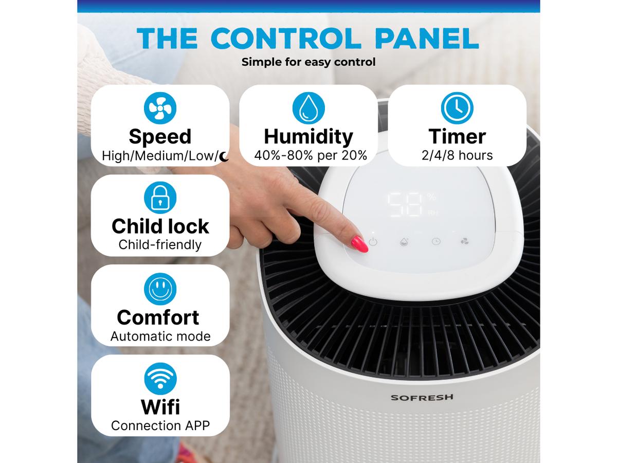 Sofresh Virgo 2-en-1 : déshumidificateur et purificateur d'air - Capacité 16 L - Blanc