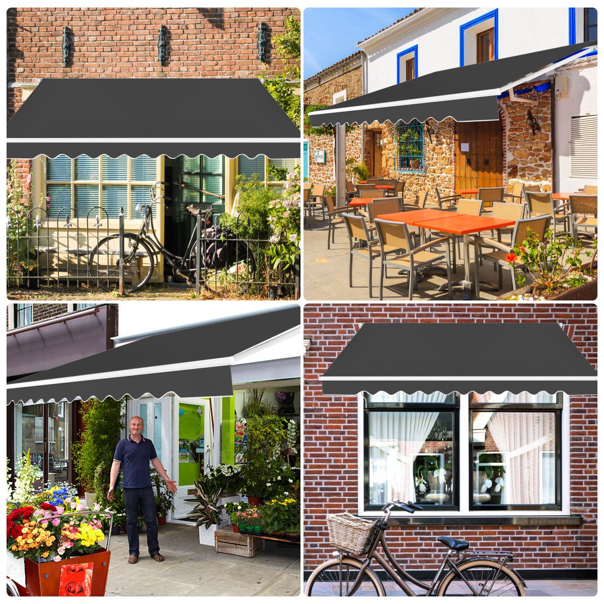 Coast 4 x 2,5 m Store de terrasse extensible Store gris avec manivelle et armature en aluminium