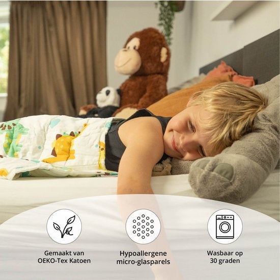 Ella® Couverture lestée Enfant 2.4kg - 90 x 120cm - Couverture lourde - OEKO-TEX Coton - Dino