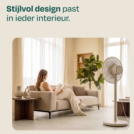 Ventilateur de sol VONROC - 3 vitesses – télécommande incluse - minuterie - réglable sur 3 hauteurs - beige