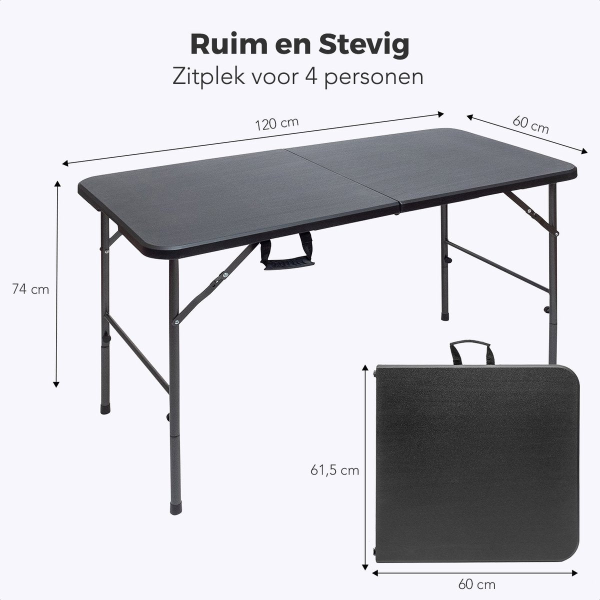 Table pliante - LifeGoods - 60x120cm - Table de camping - Résistante aux intempéries - Table pliante - Noir