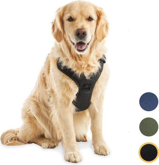 Harnais pour chien Jake et Jacky - Harnais anti-traction - Harnais pour chien - Harnais Y pour chien - Réfléchissant - Noir - Taille XL