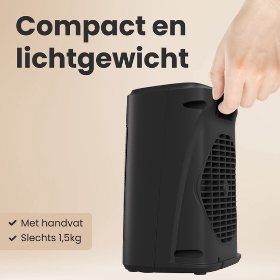 Auronic Fan Heater Digital - Chauffage céramique - Portable - 2000W - Noir