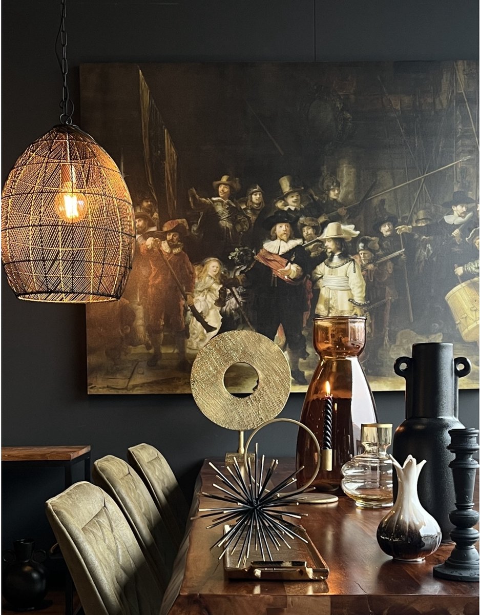 Light & Living Lampe pendante Meya - Noir - Ø40cm - Moderne - Lampes pendantes Salle à manger - Chambre à coucher - Salon