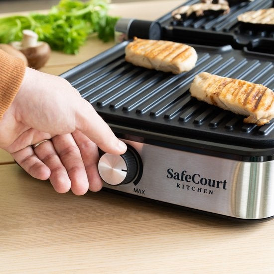 Grill électrique, Safecourt Kitchen, Contact grill compact CG200, Avec plaques amovibles