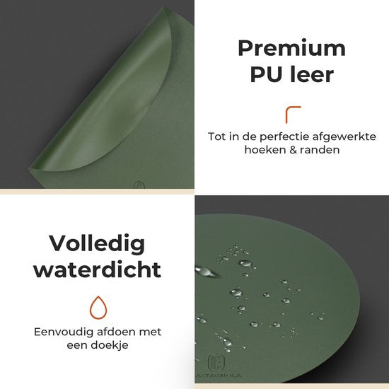 Sets de table Castagnola aspect cuir - Sets de table ronds - Sets de table antidérapants en cuir artificiel - Dessous de verre hydrofuge - Dessous de verre - 6 pièces - Diamètre 38 cm - Vert
