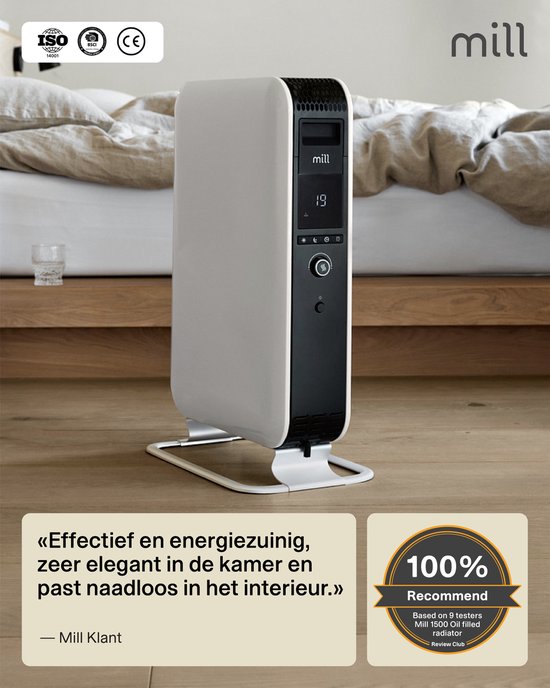 Mill AB-H1000DN - Radiateur à huile design - jusqu'à 16 m² - ne dessèche pas l'air - silencieux - blanc - garantie de 5 ans