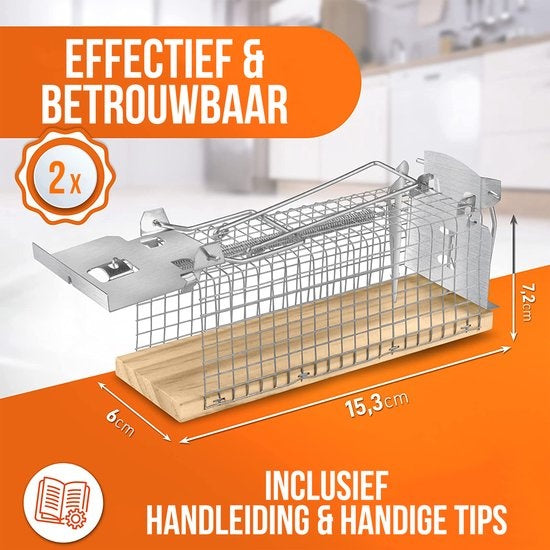 Piège à souris Strex pour l'intérieur et l'extérieur - respectueux des animaux - piège vivant - 2 pièces