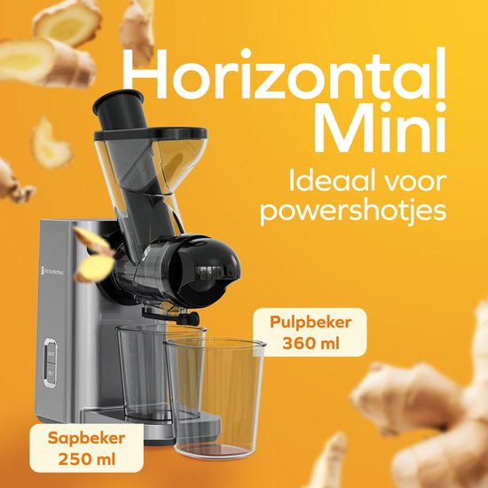 KitchenBrothers Slowjuicer - Mini presse-agrumes - Presse-légumes et fruits - Alimentation 40 mm et 50 mm - 400 ml - Gris