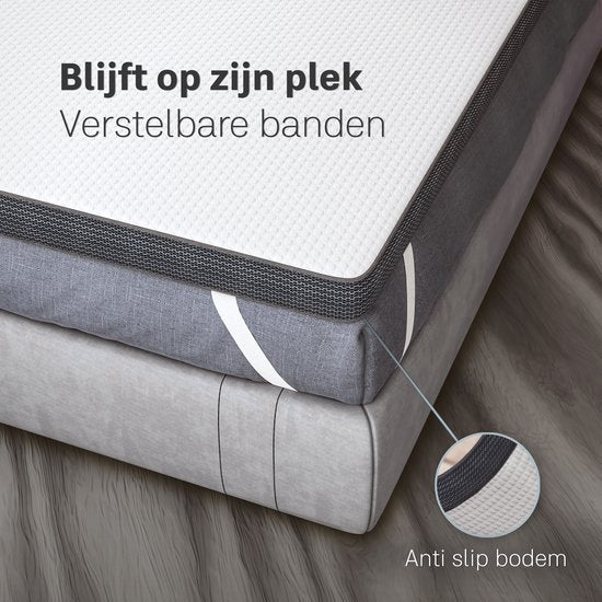 CozySense® Topper 90x200 - Surmatelas - Matelas de terrasse - Mousse à mémoire de forme avec gel réfrigérant - CertiPUR® - Fermeté douce - 8 CM - Housse lavable