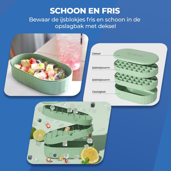 Bac à glaçons Roegaarden avec couvercle - Seau à glace - Machine à glaçons - Avec bac - Avec cuillère