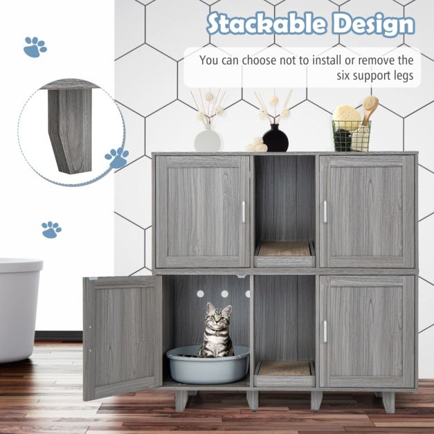 Armoire à chat Coast - 3-en-1 - MDF - Max. 40kg - 120 x 52 x 65 cm - Gris