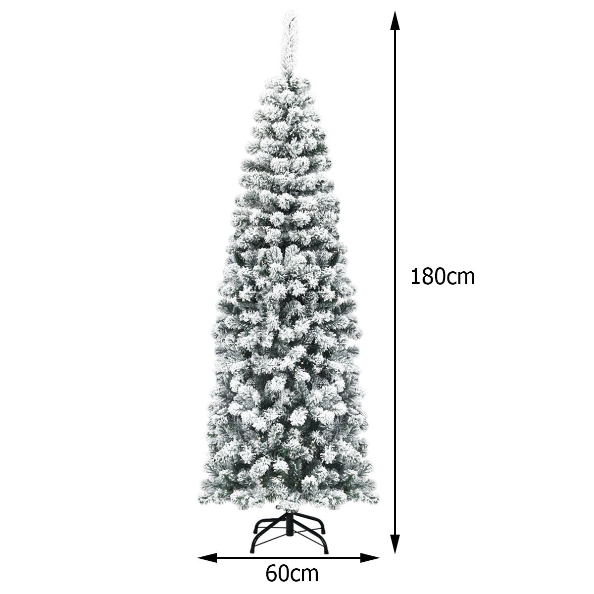 coast 180 cm Arbre de Noël Pencil - Vert/Blanc - Sapin de Noël artificiel en pin enneigé avec support en métal