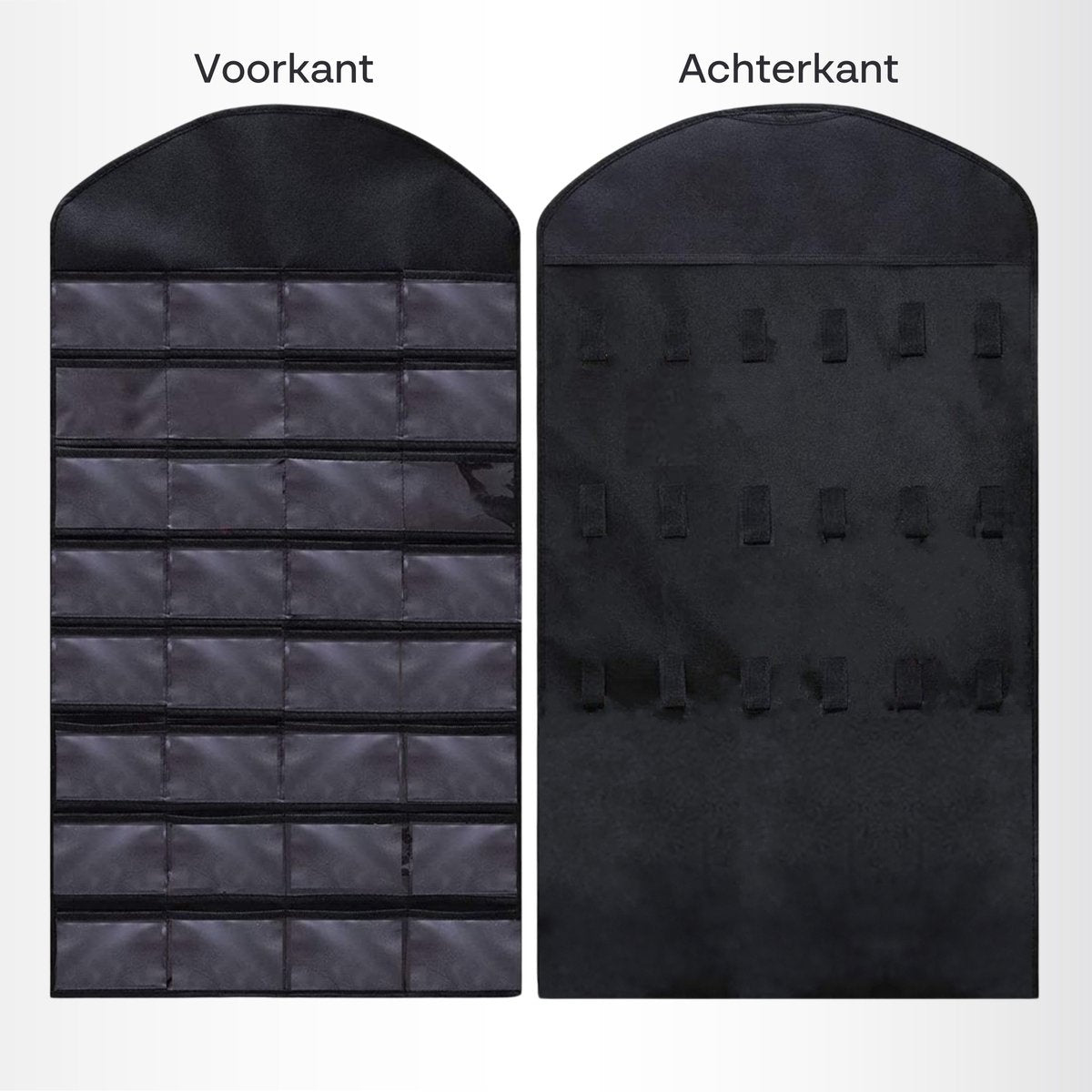 Aerend - Organiseur de bijoux - Porte-bijoux double face suspendu et transparent - Accessoires de rangement - Sac de rangement au-dessus de la porte en noir - Pour colliers, boucles d'oreilles, lunettes de soleil, bagues, Maquillage
