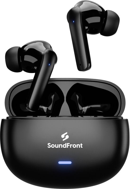 Soundfront Ultimate Wireless Earphones - Ecouteurs Bluetooth - 26dB Active Noise Cancelling - Ecouteurs sans fil - Convient aux Smartphones et aux ordinateurs portables - Noir