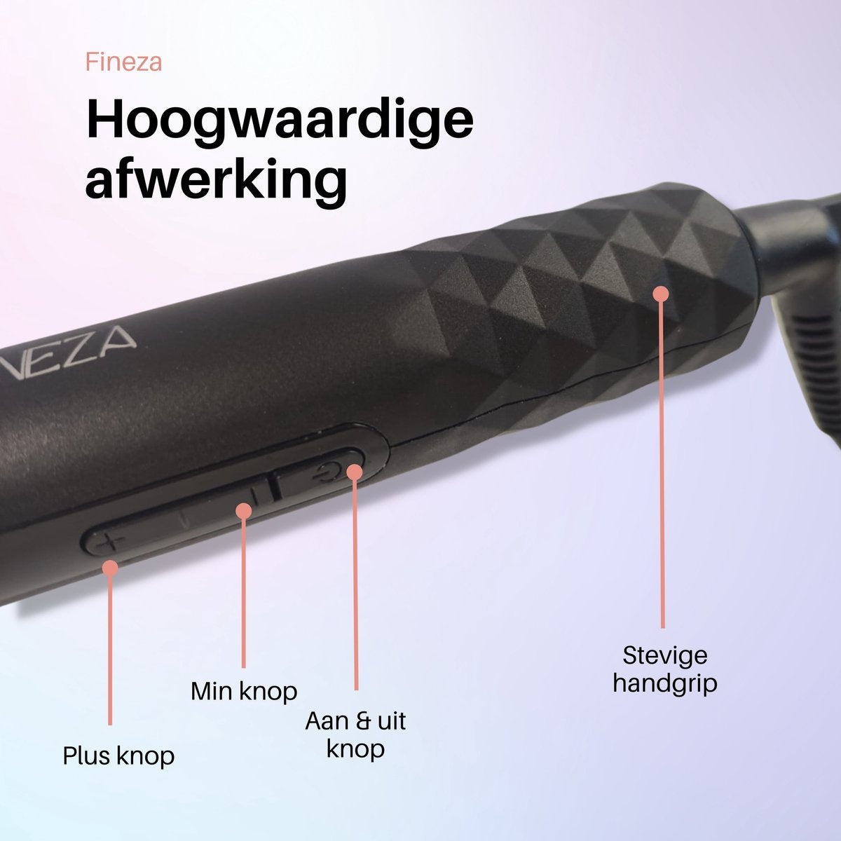 Fineza Pince à gaufres 25mm - Boucleur de cheveux en céramique avec 10 réglages de température - Or rose