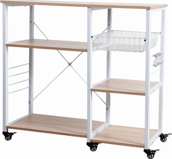 VDD Industrial Vintage Design - Chariot de service - Blanc - 90x40x88cm