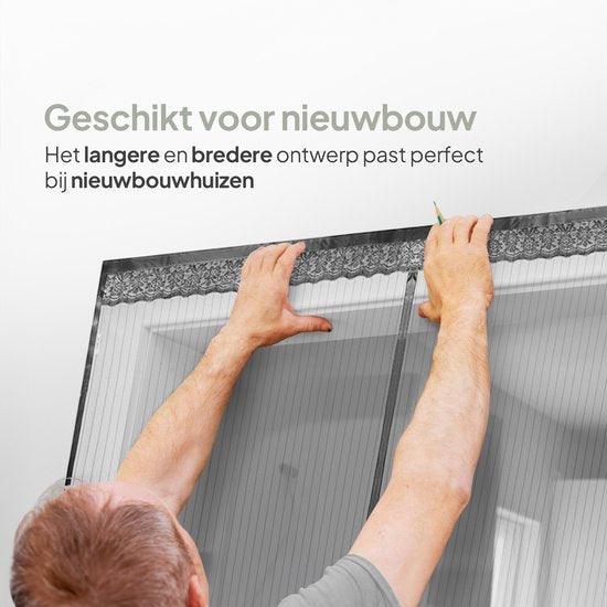 O'DADDY® Rideau de porte Deluxe FIBER - Rideau anti-moustiques magnétique - Pour les nouvelles constructions et les portes standard - Installation facile - Moustiquaire de porte noire - 140x230 cm