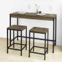 Table de bar SoBuy avec 2 tabourets - Poids max. : 150 kg - Style industriel - 121 x 46 x 97 cm - Marron / Noir