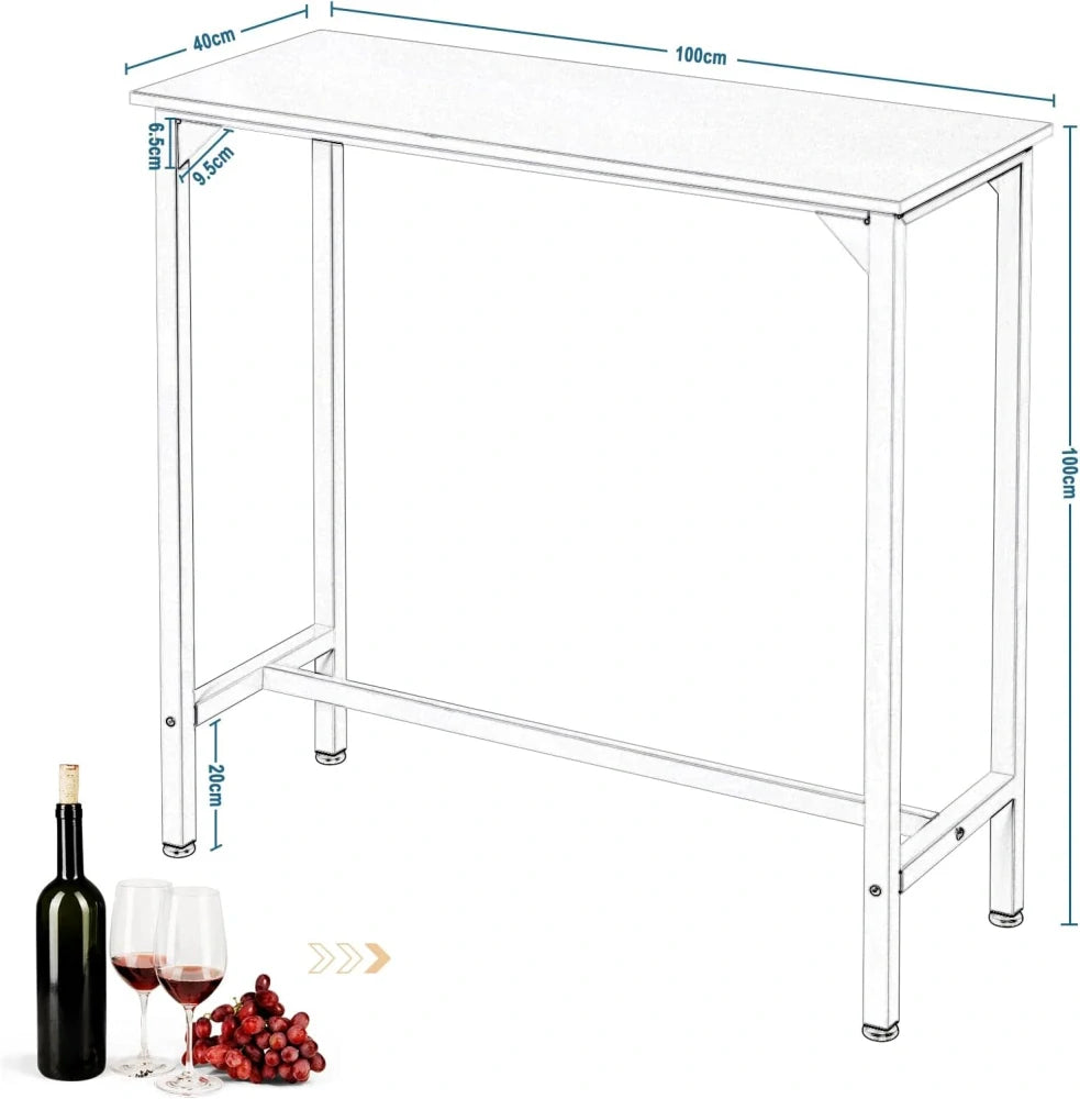 Table haute de bar Eugad - Noir - 100 x 40 x 100 cm