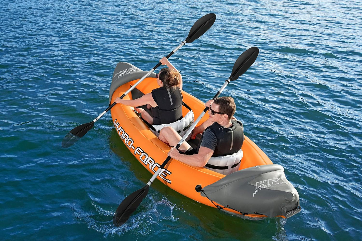 Hydro-Force Rapid - Kayak gonflable pour 2 personnes - avec sièges - dossier - pagaies - pompe à main - et sac de transport - orange