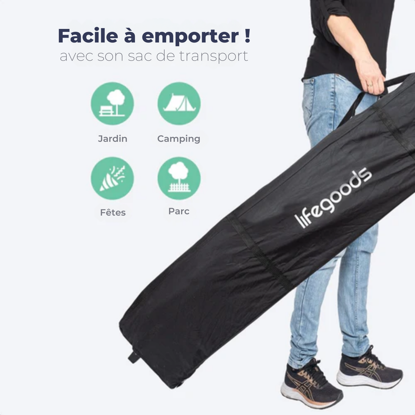 Tonnelle de jardin - LifeGoods - Pavillon - Tente de fête - 3x3 m - Montage facile - Pliable - Avec sac de transport - Beige