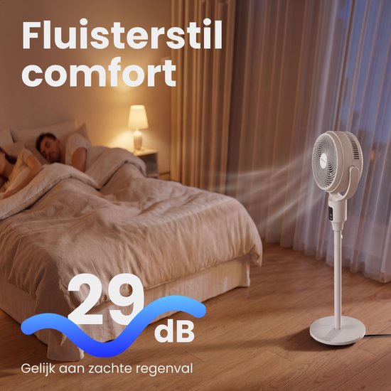 Ventilateur sur pied Auronic - Ventilateur de table et de sol - 9 vitesses et minuterie - Refroidisseur d'air - Silencieux - Avec télécommande et écran - Ventilateur - Blanc