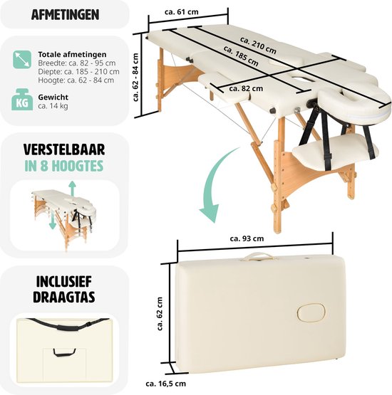 Table de massage mobile 2 zones beige - 5cm + sac de transport - 401462