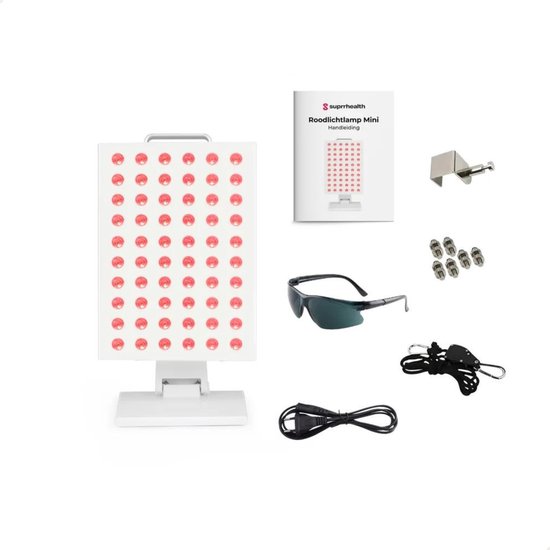 Lampe à lumière rouge Suprrhealth Mini - Thérapie par la lumière rouge - Minuterie - Lampe LED infrarouge - Soins de la peau par thérapie infrarouge - Lampe au collagène - Fibromyalgie - Luminothérapie