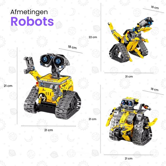 Qualitá® 3 in 1 Robot Construction Kit - Jaune - Jouets Robot pour Enfants - Interactif - STEM & Educational Toys - De 7 à 9 ans - Garçons - Programmable & Contrôlable
