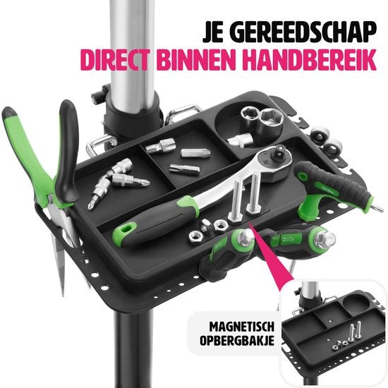 tectake® - Support de réparation de bicyclettes Tristan - Attaches rapides - Tête de serrage - Rotation 360° - Hauteur réglable - Max. 50kg. - Support de montage - Convient aux vélos électriques - 404920