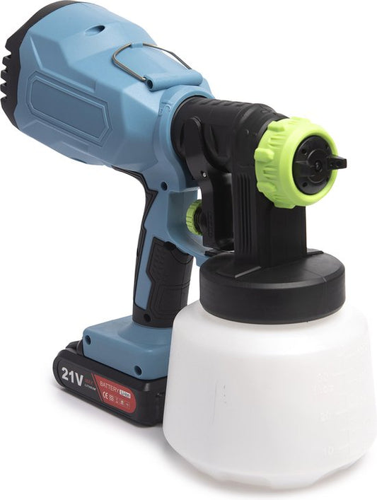 QLT Pulvérisateur de peinture à batterie pour peintures, laques et teintures à base d'eau et de solvants - Aérographe avec buse réglable - Pistolet à peinture - 800ML